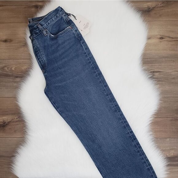Agolde Criss Cross High Rise Straight Dark Wash Jeans In Range NWT - Picture 13 of 15